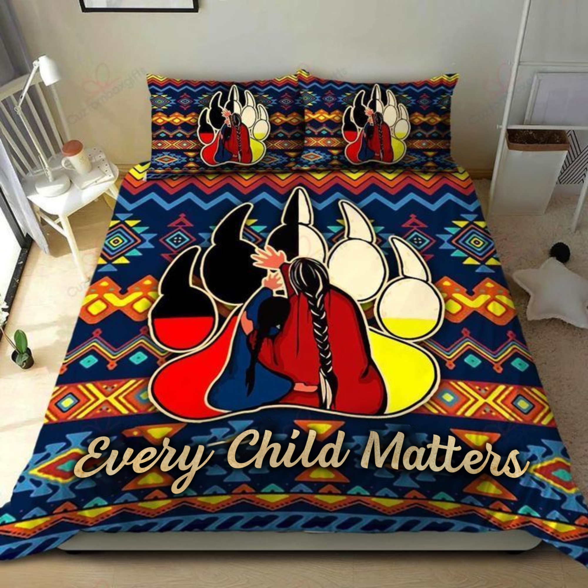 Every Child Matters Bedding Set Bear Paw Orange Day Canada Every Child Matters Awareness Merch