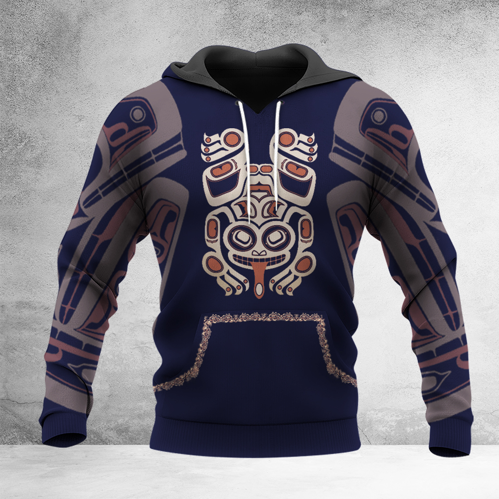 Pacific Northwest Style Symbolism Frog Hoodie Haida Art Frog Clothing Merch