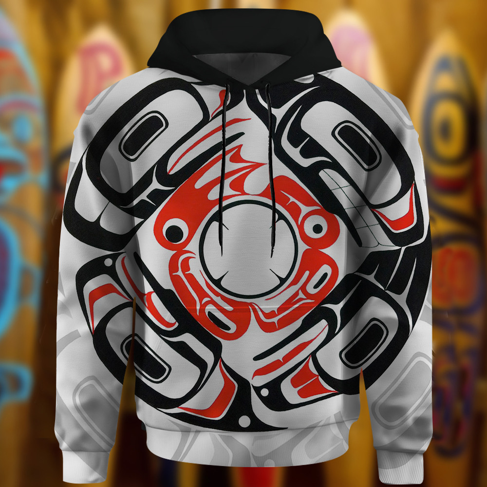 Haida Art Symbolism Hoodie Pacific Northwest Native American Style Hoodie Gift For Him Her