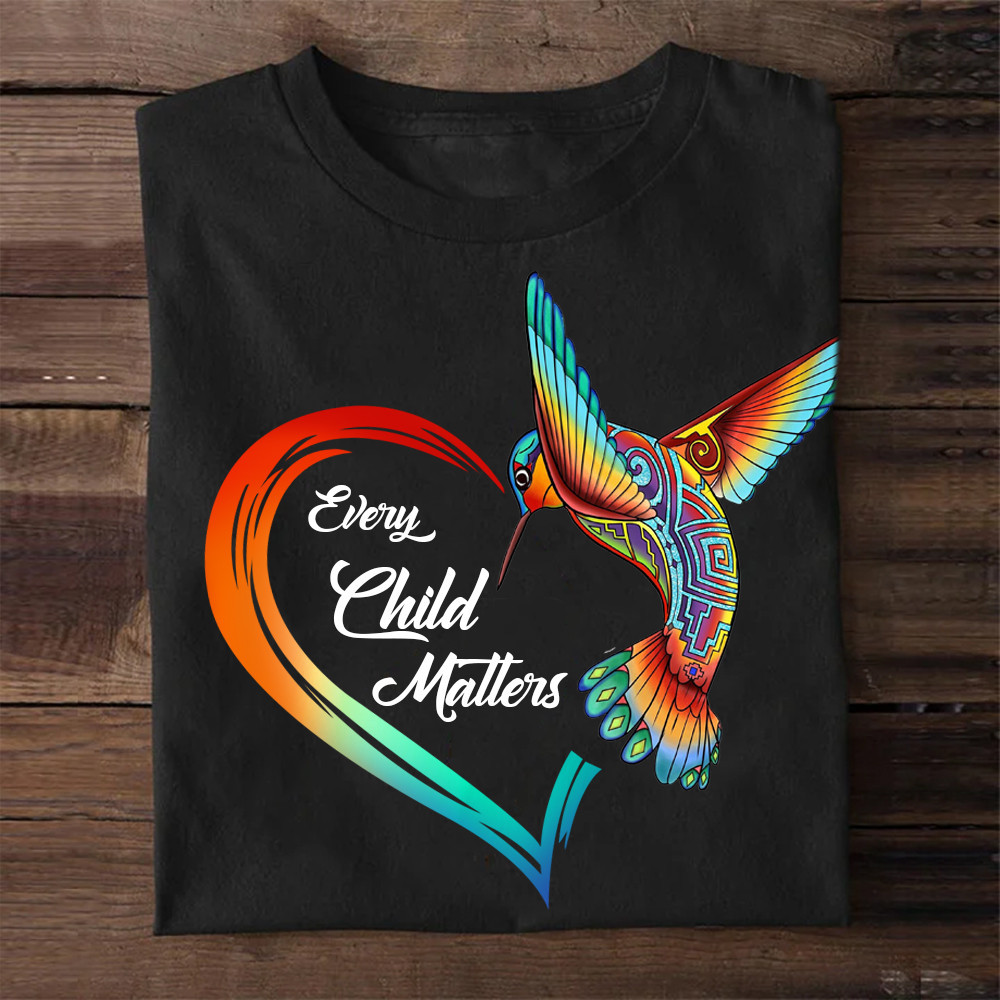 Hummingbird Every Child Matters Heart Orange Shirt Day Native Canadian-1