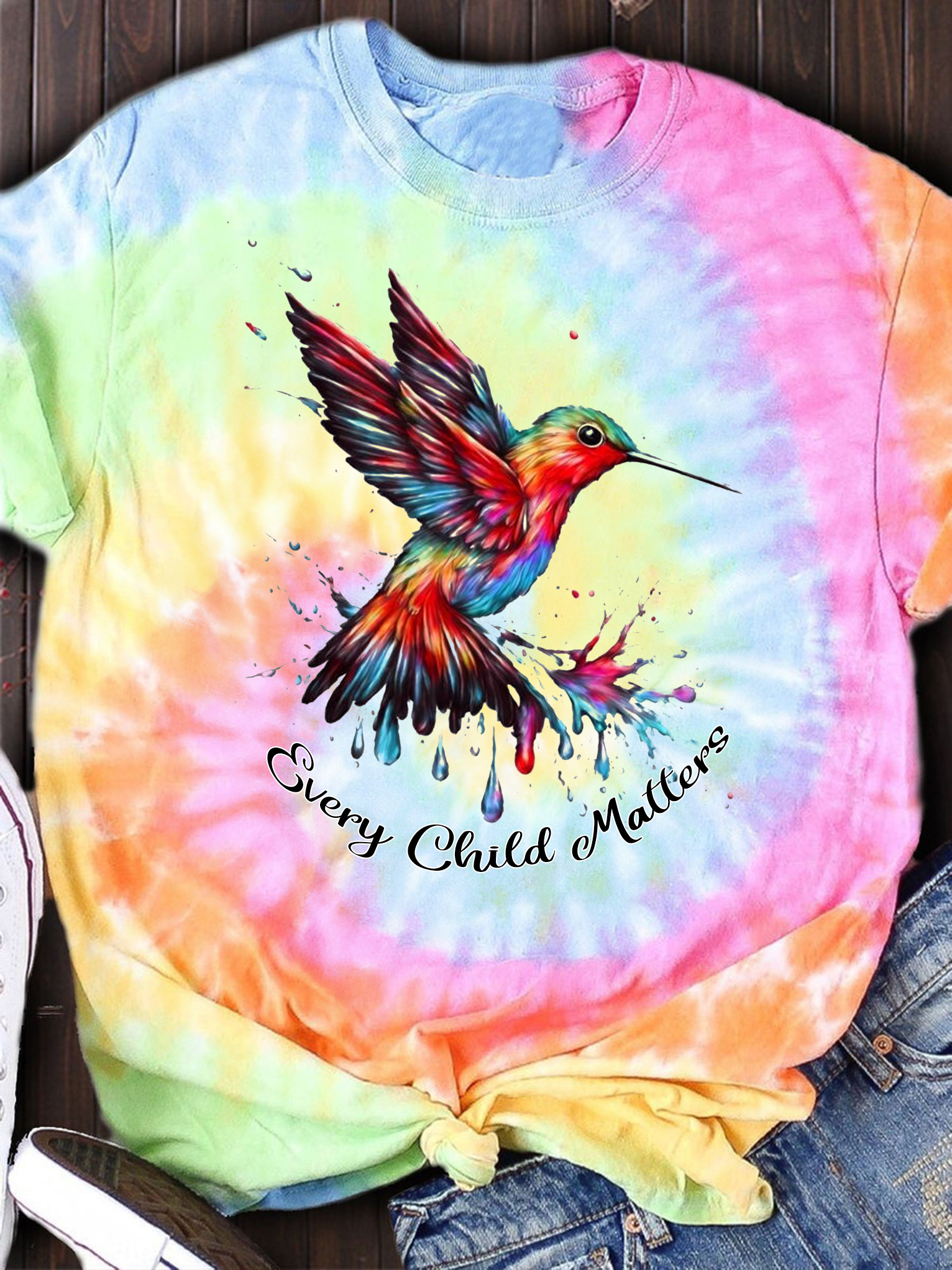 Hummingbird Every Child Matters Tie Dye Shirt Colorful Hummingbird Every Child Matters Gift-1