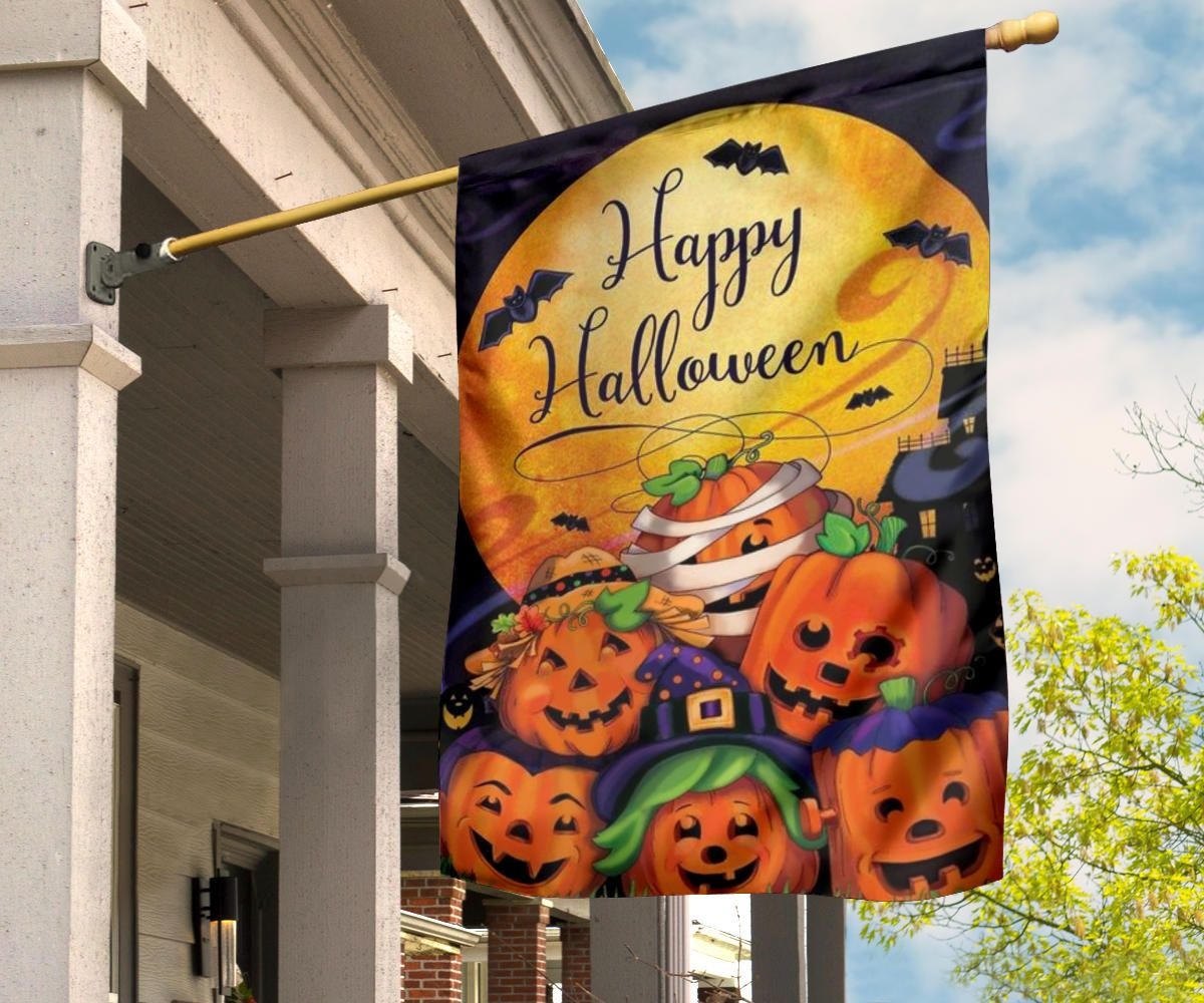 Mummy Pumpkins Blood Moon Happy Halloween Flag Halloween Party Decoration Welcome Home Gifts-1