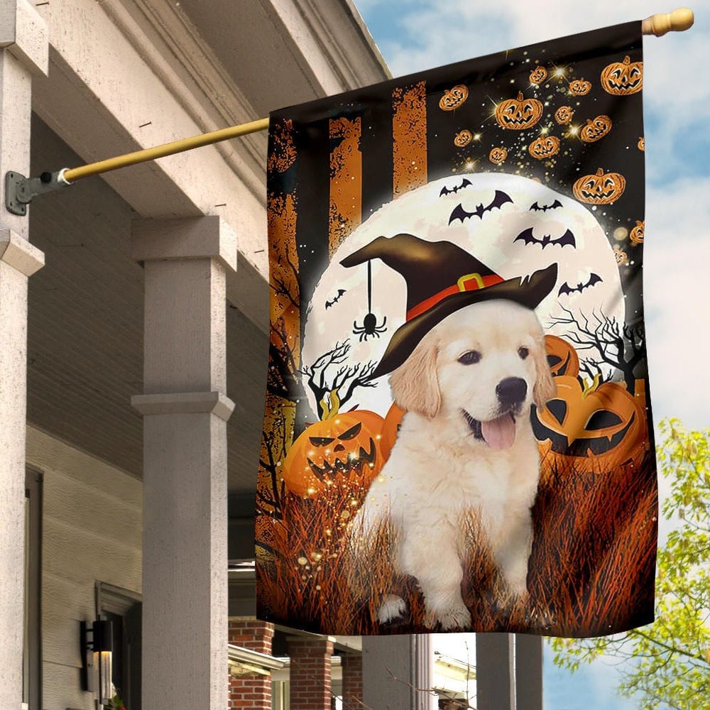 Retriever Puppy Halloween Flag Spirit Halloween Banner House Decorations Gift For Dog Lovers-1