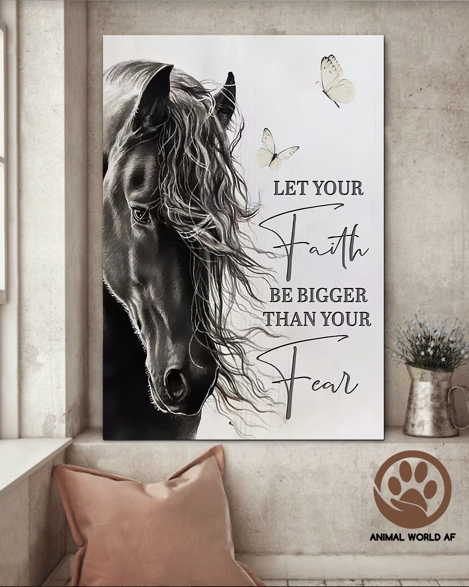 Horse Let Your Faith Be Bigger Than Your Fear Poster Faith Christian Horse Wall Decor-1