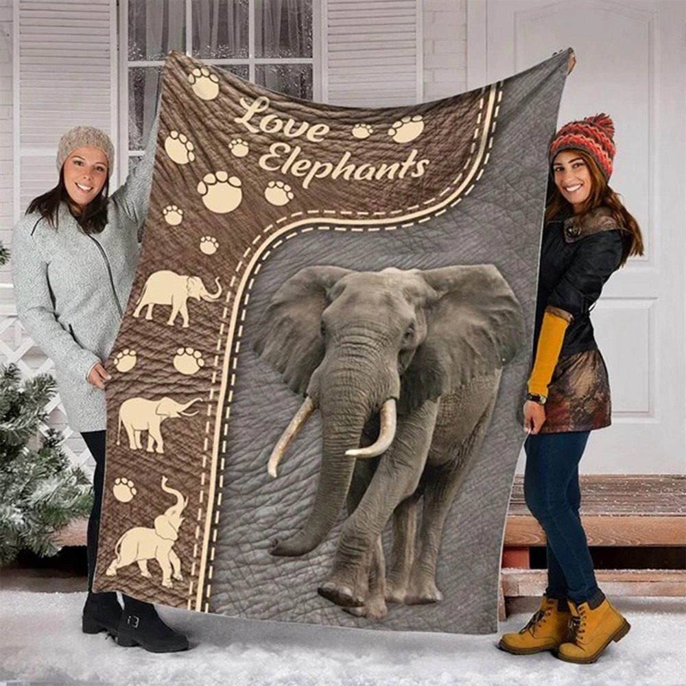 Love Elephant Fleece Blanket Throw Birthday Unique Gifts For Elephant Lovers-1
